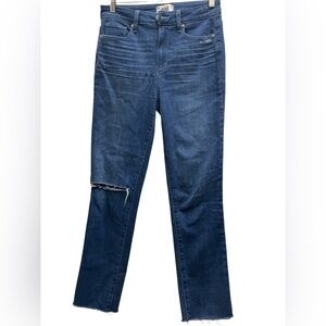 PAIGE HOXTON SLIM Distressed Raw Hem Jeans Stretch Size 27